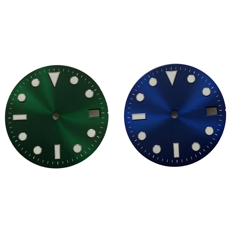 NH35 Watch Dial 29Mm Sun Pattern Dial Green Luminousdial For Japan NH35 Movement Watch Accessories