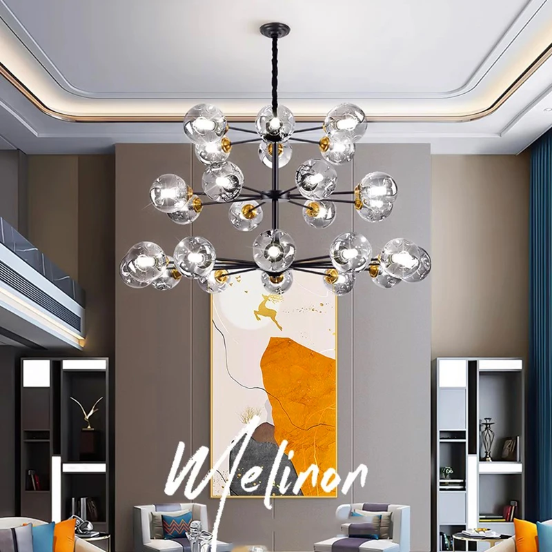 

Nordic Style Glass Ball LED Pendant Light Chandelier for Living Room Bedroom and Dining Table Ceiling Lighting Modern Home Decor