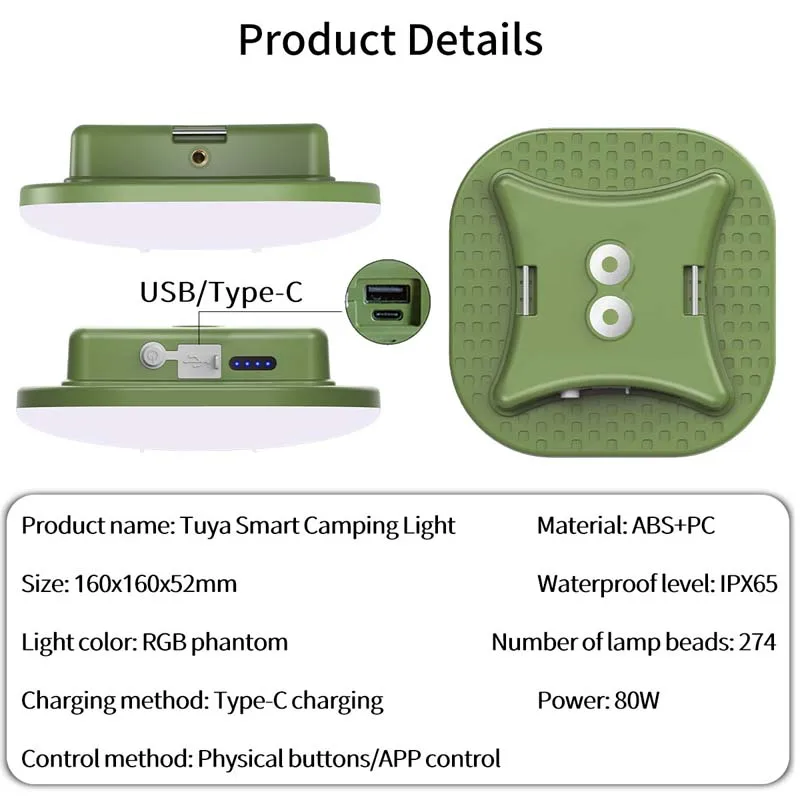 MOSLIGHTING Outdoor LED Tent Light Battery Camping Light Mobile APP Bluetooth Lantern Night Work Light Flashlight Solar Charging