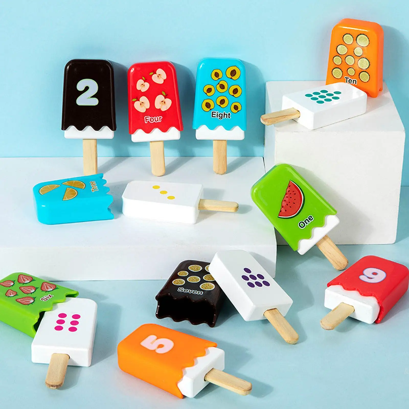 

Numbers Ice Pops Toys Children's Math Snacks Pops Color Game Popsicle Kids Montessori Learning for Gifts Ages 3 Years+