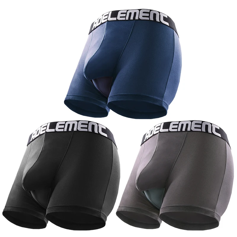 

3PCS Men's underpants bullet separate spermatic cord shorts pouch vein scrotum to lift cranial sports boxers