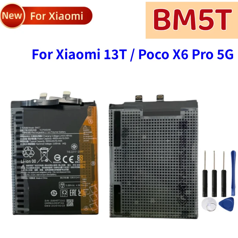 High Quality Battery BM5T For XIAOMI 13T/Poco X6 Pro 5G Battery + Free Tools