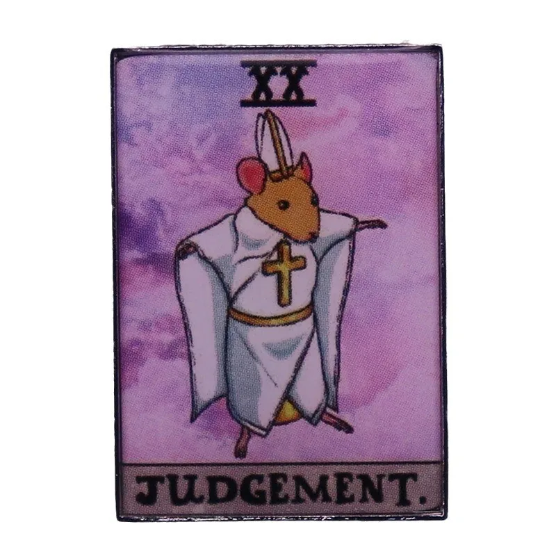 Dorime Rat Judgement Tarot Card Funny Meme Badge Enamel Pins Tarot Metal Brooch Jewellery Accessory Gifts