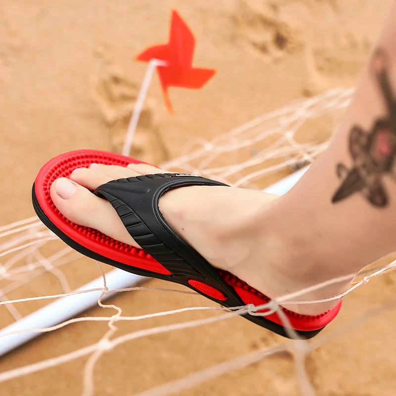 

Massage Flip-Flops Men's Shoes Large Size Summer Breathable Beach Shoes Sandals Slippers