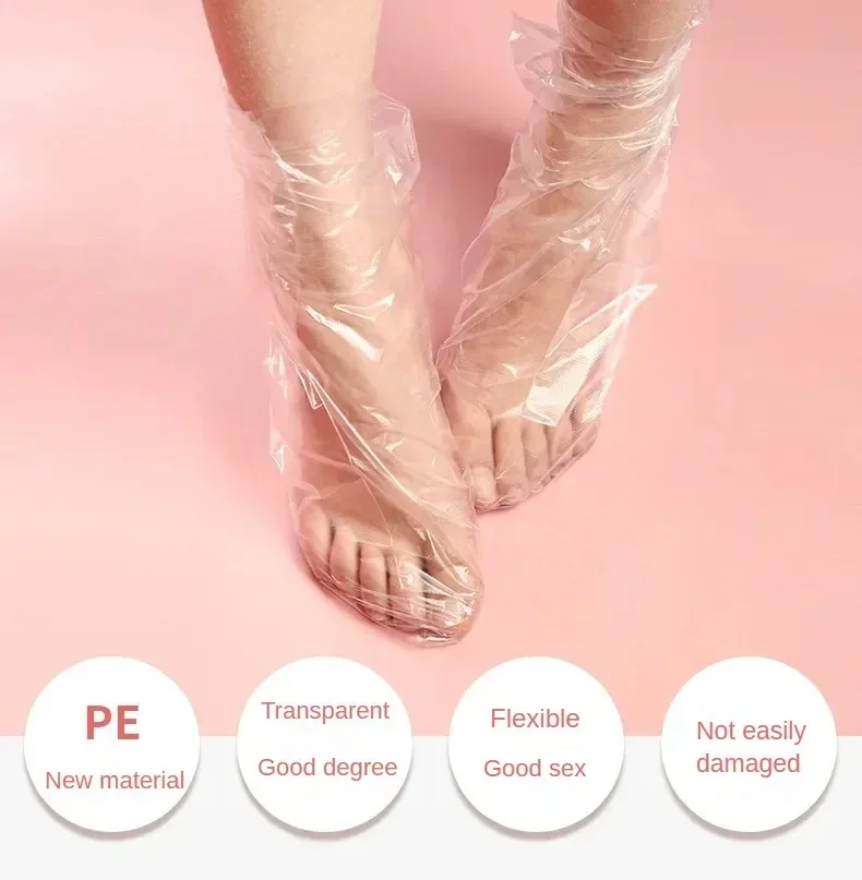 Sacs de pieds jetables transparents, couvertures de SPA détox, pédicure, prévient les infections, élimine les gerçures, lingette de bain, outils de soins des pieds, 100 pièces/sac