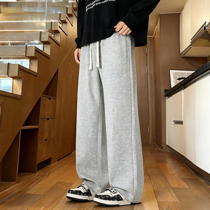 

Осенние спортивные брюки, мужские повседневные брюки, мужские свободные прямые широкие брюки для подростков, брюки на шнурке, осень-зима