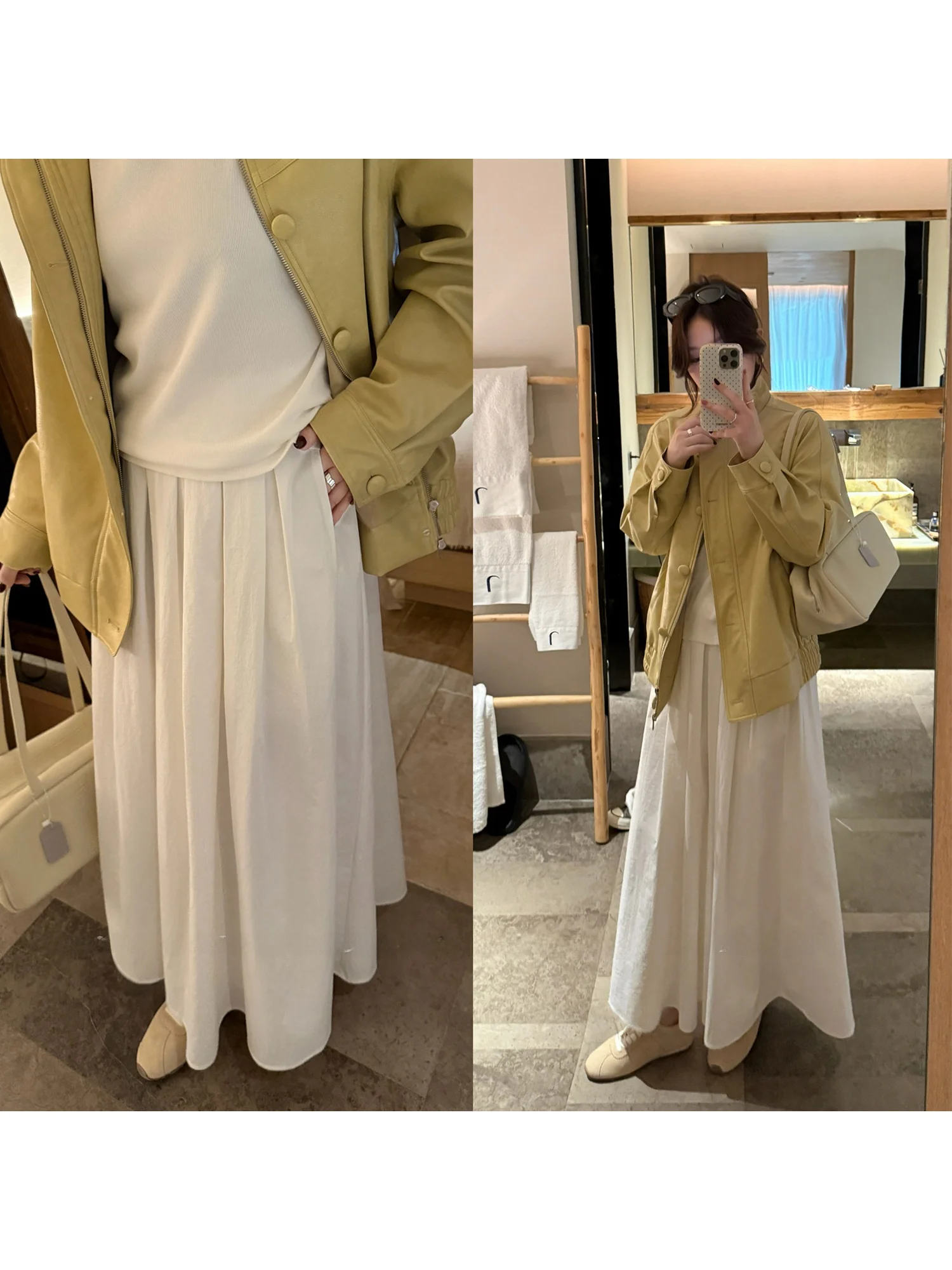 

Повседневная юбка А-силуэта с высокой талией для женщин больших размеров, весенняя, универсальная, плиссированная, из нейлона и полиэстера, комфортная посадка