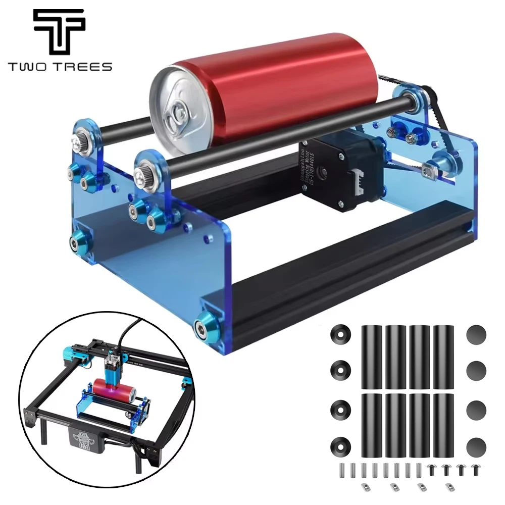 TWOTREES Y-axis Rotary Roller for Laser Engraver 360° rotating Heightening Footrest For Laser Engraving Extra Long Objects Cans