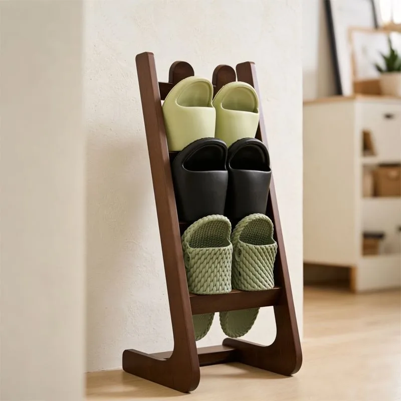 Simple Multi Layer Shoe Cabinet Vertical Wood Stand Space Saver Slipper Holder Household Living Room Door Side Storage Furniture