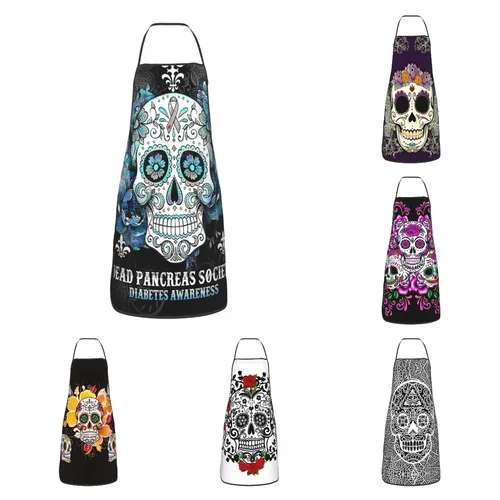 남녀공용 맞춤형 턱받이 죽은 췌장, 당뇨병 인식 설탕 해골 앞치마, 주방 요리, 테이블 요리 요리, 남녀공용 