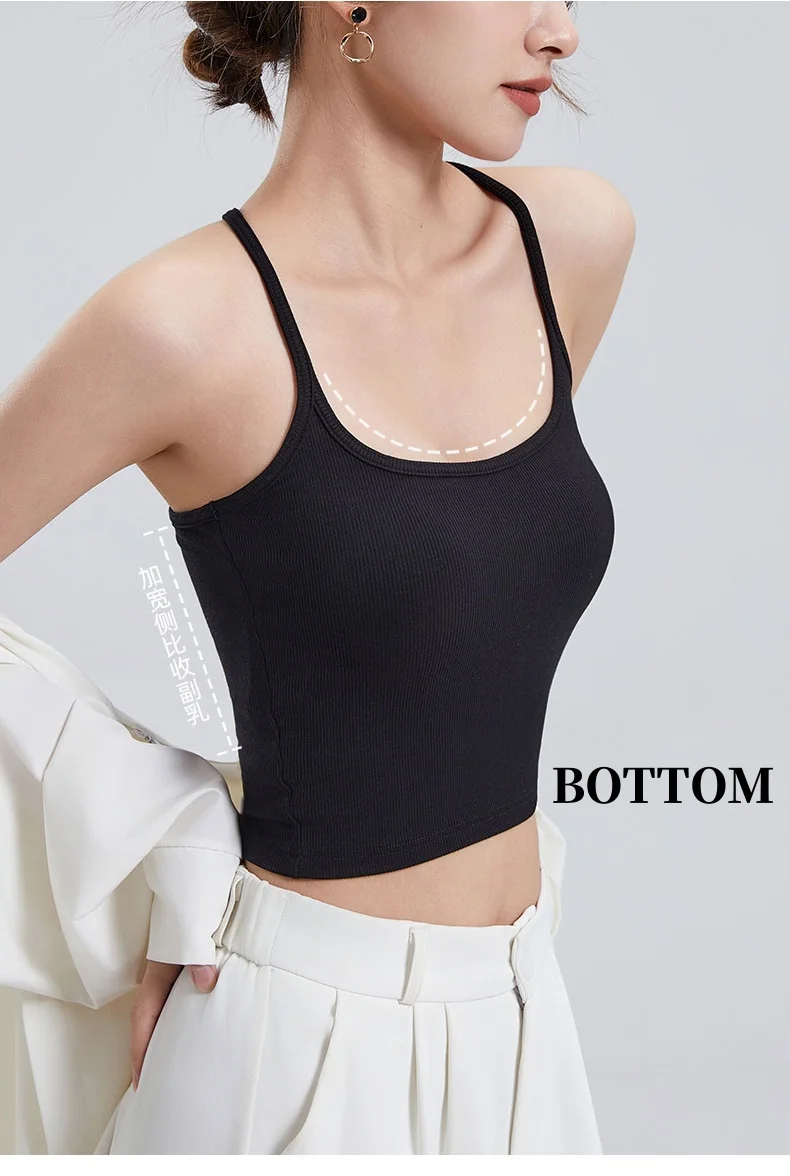 

Work Beautiful Back Camisole Tank Top Women with Bra Pad Sports Bra One Red Plunge Inner Outer Wear Bottom Tops