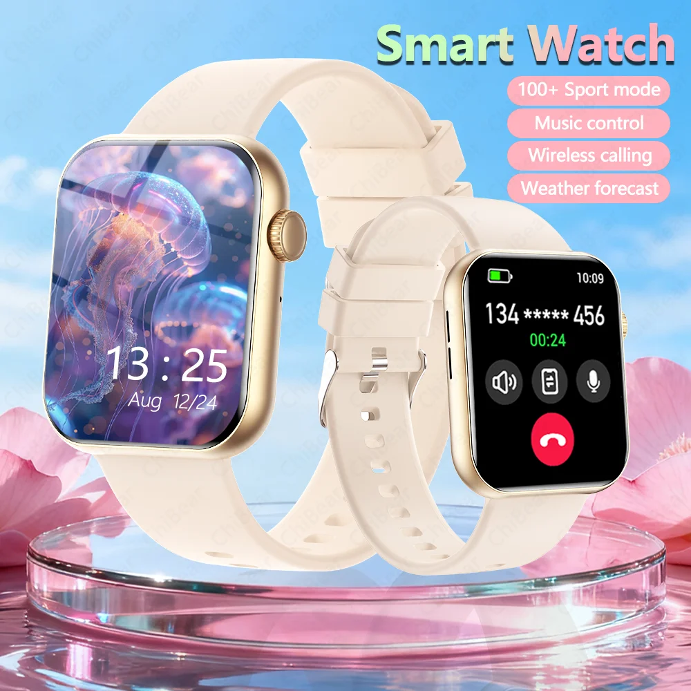 

2025 New Fashion Fitness Smartwatch Women Heart Rate Sport Mode Track Bluetooth Call & Music Waterproof Smart Watch For Xiaomi