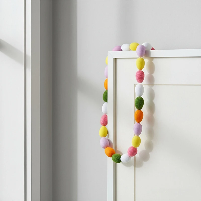 

Easter Egg String With Fur Planting 120cm Colorful Egg Rattan String Easter Home Party Ornament For Desktop Fireplace Wall Decor