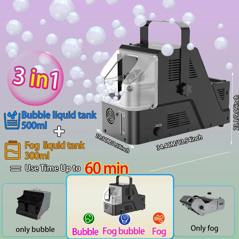 Bolha de nevoeiro, bolha, apenas nevoeiro, máquina 3 em 1 para palco festa de casamento festival presente de aniversário natal halloween brinquedo infantil