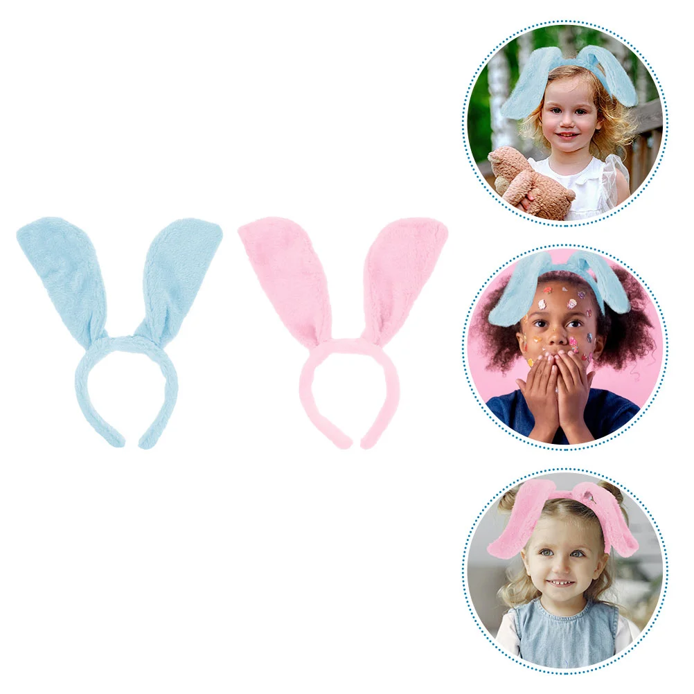 2 Pcs Animal Ear Headband Rabbit Hairband Prom Bunny Ears Hoops Plush Cloth Miss Cosplay Festival Prop