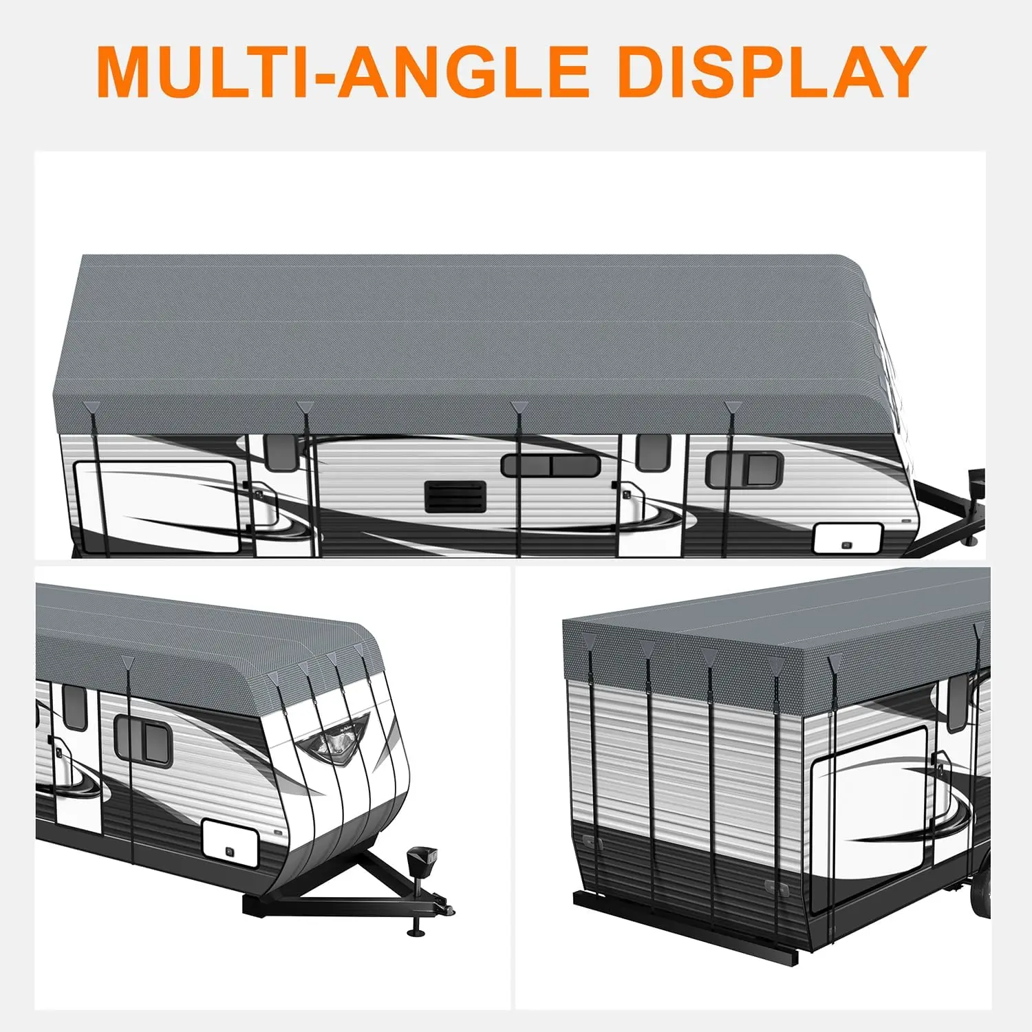 Heavy Duty RV Roof Cover - Waterproof Top Tarp Roof Only for Travel Trailer, 5th Wheel, Truck Camper & Class A B C Motorhome, Winter UV Snow Weather Protection, Gray, 24.6 x 12.5ft