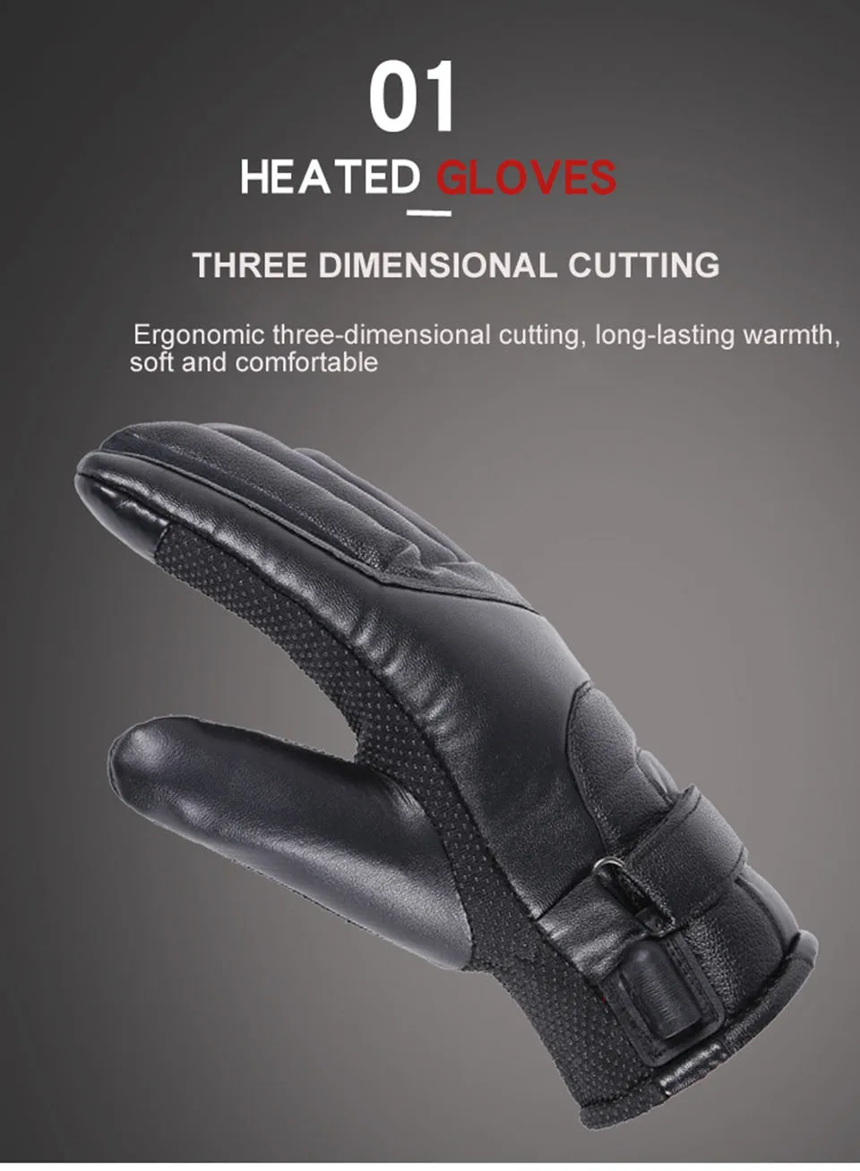 GTUBIKE Winter-Elektro-Heizhandschuhe für Outdoor-Radfahren, wasserdicht, rutschfest, verdickt, für Damen und Herren, mit Touchscreen-Funktion, aus Lammfell. – Detail 6