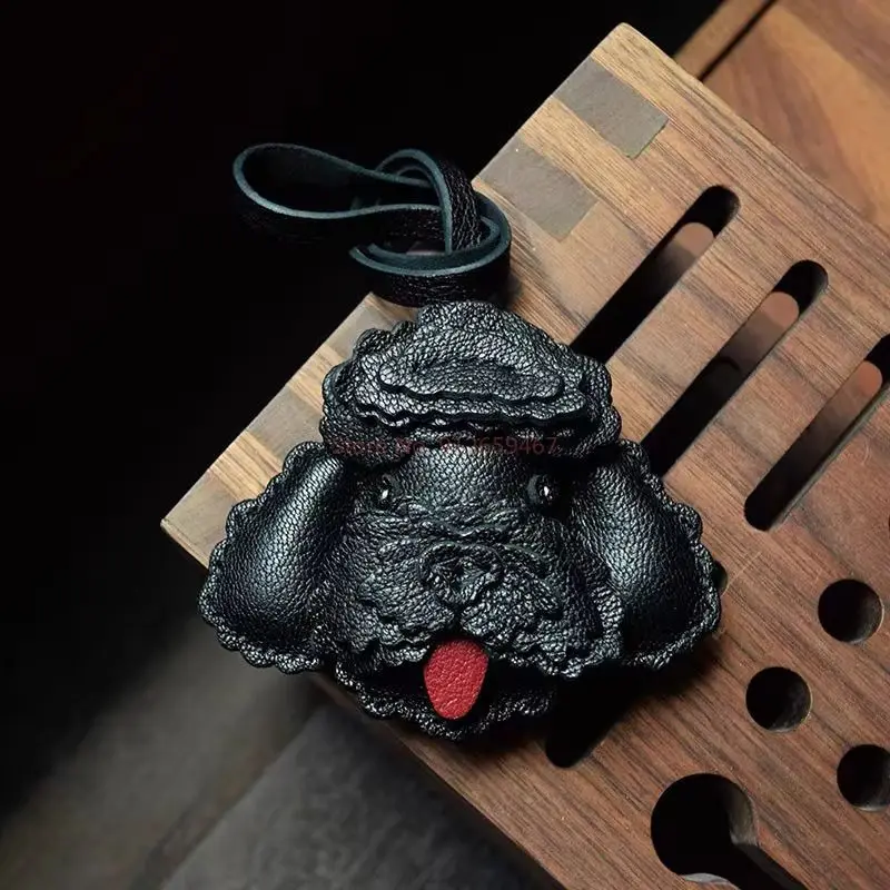 فريدة من نوعها جلد الغنم اليدوية جلد الغنم تيدي الكلب الحدود الكولي حقيبة قلادة المفاتيح حقيبة يد فتاة هدية عيد ميلاد جميل لطيف