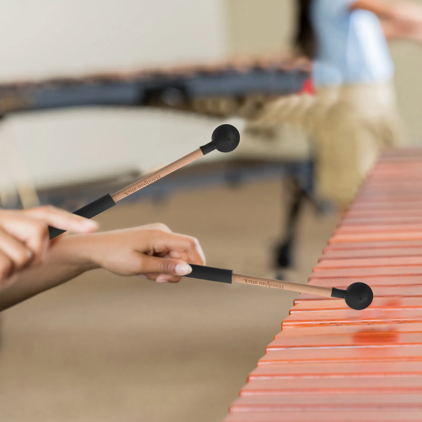 2Pcs Tongue Drum Sticks Rubber Head Wooden Handle Percussion Mallets Lightweight Drumsticks for Yoga Music Education Beginners