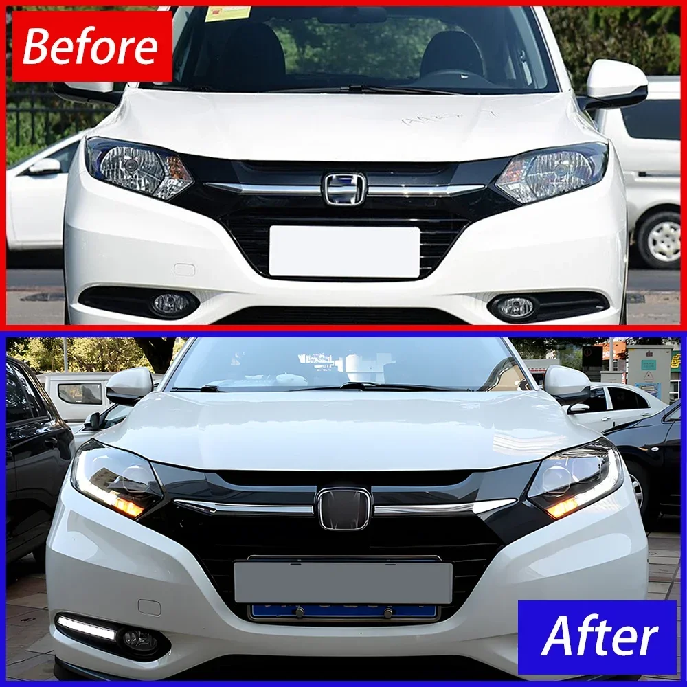 المصابيح الأمامية للسيارات لهوندا Vezel Hr-V Xr-V 2014-2018 مجموعة المصابيح الأمامية للسيارة ترقية LED المزدوج العارض عدسة أداة الملحقات