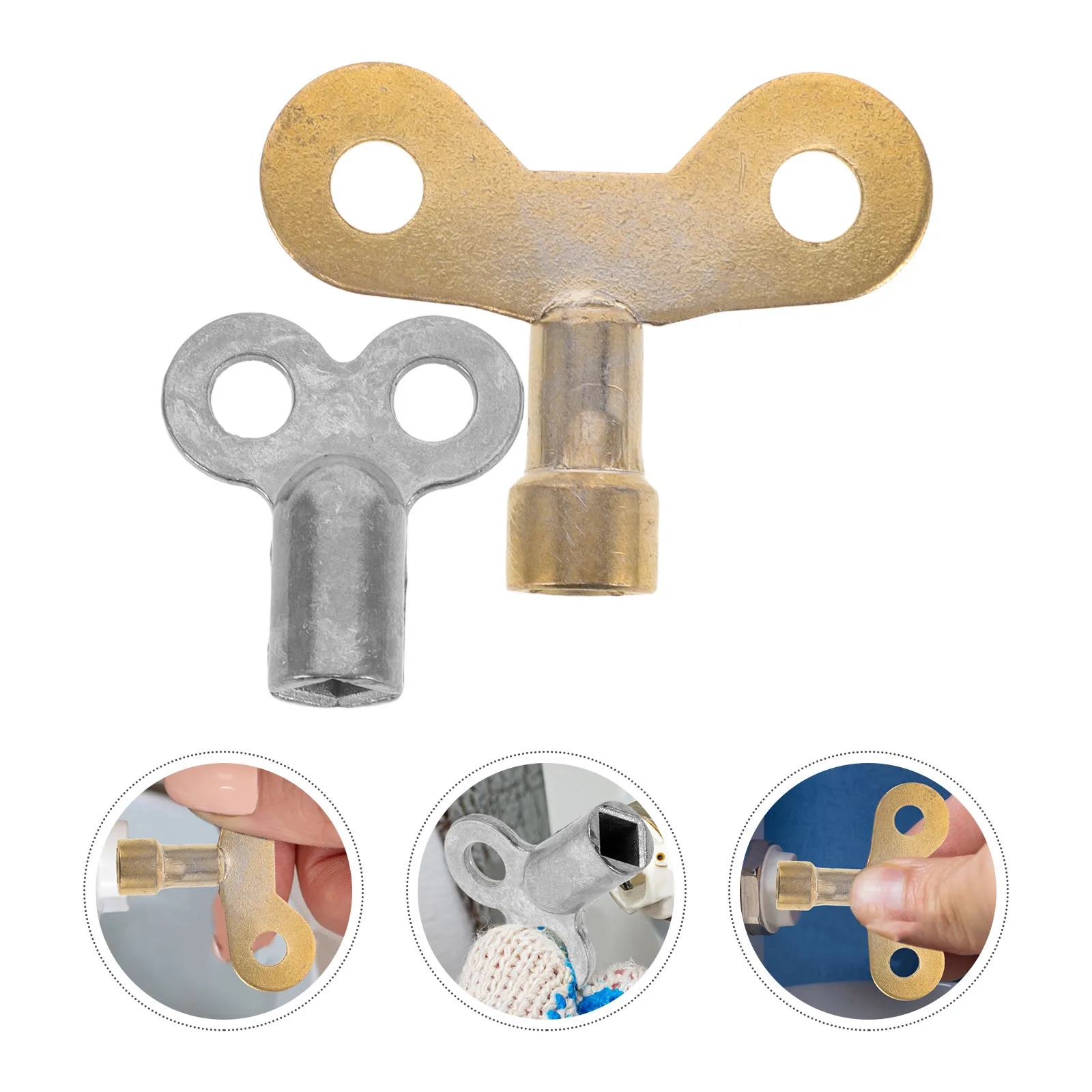 

2Pcs Radiator Valve Key Aluminum Alloy Exhaust Vent Tool for Heater Bleeding Compact Portable Plumbing Accessory Square Hole