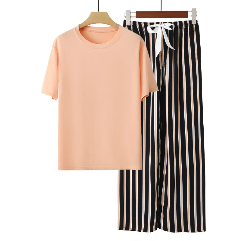 

Женские пижамные комплекты из модала, повседневная домашняя одежда из двух предметов с широкими брюками с короткими рукавами, женская одежда для дома с цветочным принтом