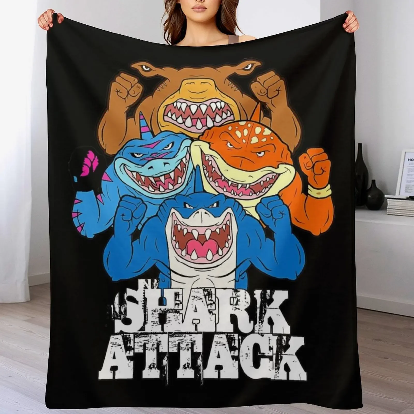 Street Sharks Throw Blanket Cozy Napping Blanket Gift for Mom Dad