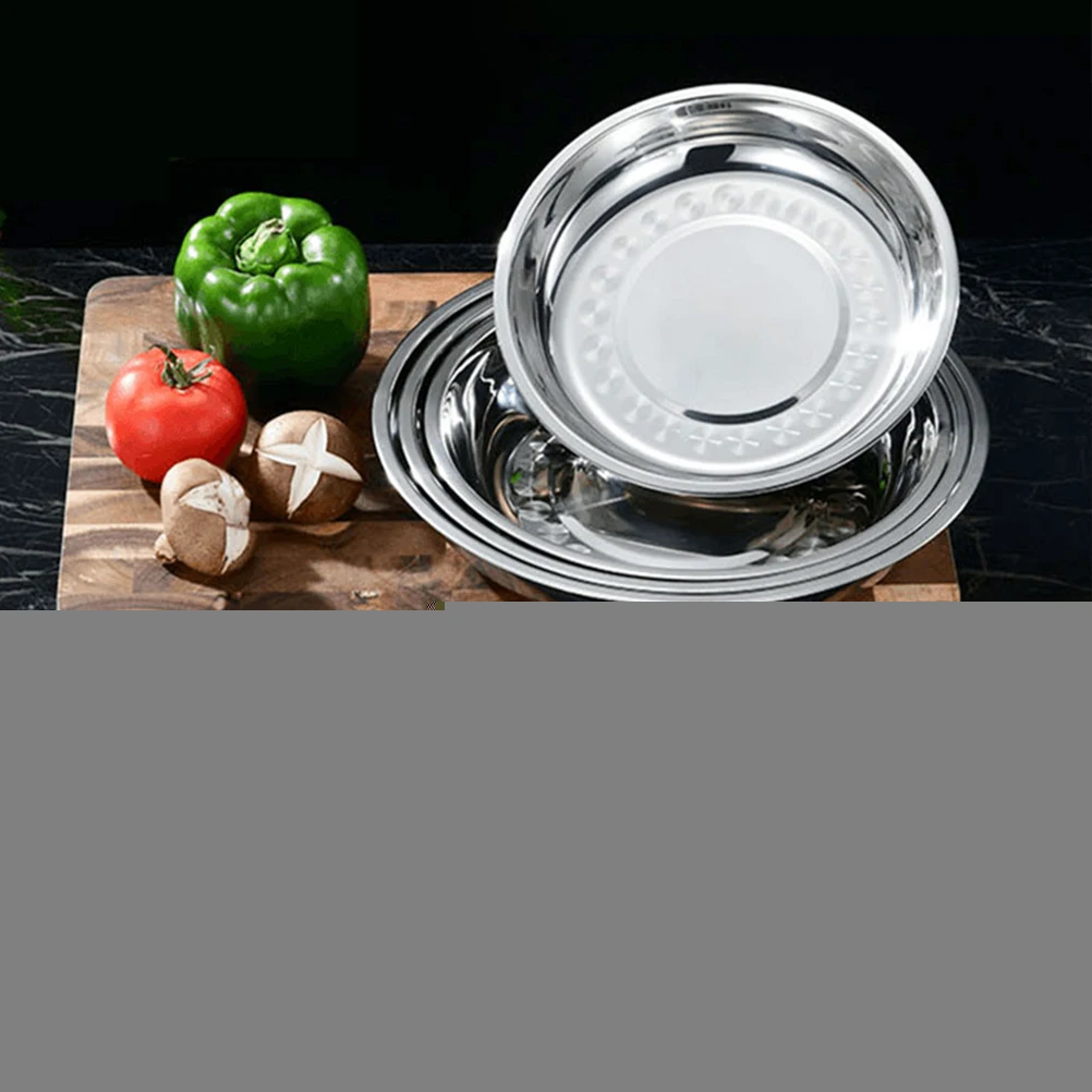 

8 Pcs Stainless Steel Round Plates 15cm Food Serving Dishes Easy Clean Camping BBQ Tray Dinner Kitchen Bar Accessories