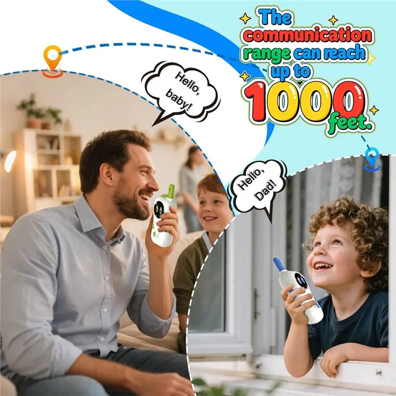 MACH-2Pcs Mini Walkie Talkie Kids Children Long Distance Wireless Transmission Outdoor Handheld Two Way Radio