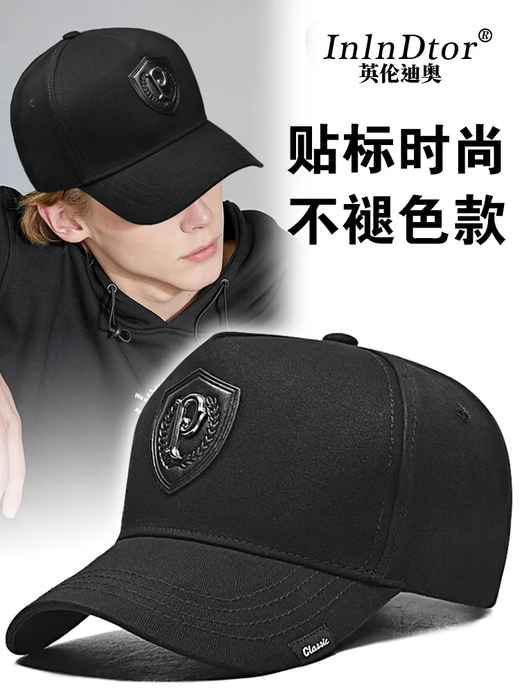 InlnDtor letter cap male high top big head circumference show face small four seasons baseball cap outdoor fishing duck cap