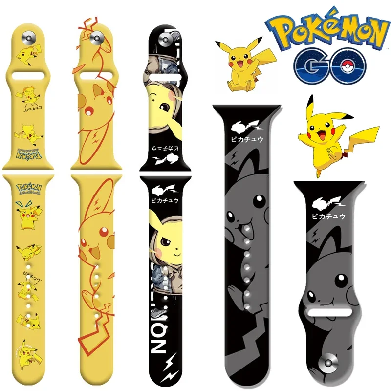 Pokemon Pikachu Anime New Strap for Apple Watch Band 45mm 44mm 41mm 38mm 42mm 40mm Bracelet for IWatch 7 6 5 4 Cartoon Watchband