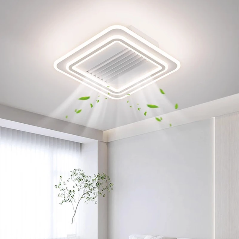 Imagem -06 - Aipaite-modern Minimalista Led Bladesess Fan Light Quadrado Branco e Redondo Iluminação Home Decor para Sala de Estar Quarto e Sala de Jantar