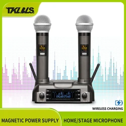 TKL microfono Wireless ricaricabile Wireless sistema microfono portatile UHF con microfoni Karaoke a 100 canali gamma 60 metri