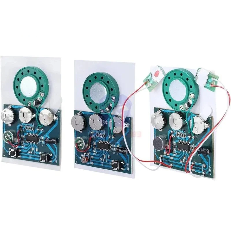 Módulo de gravação de voz de controlador duplo de 1 unidade, reprodução de 60 segundos para peças de cartão de felicitações