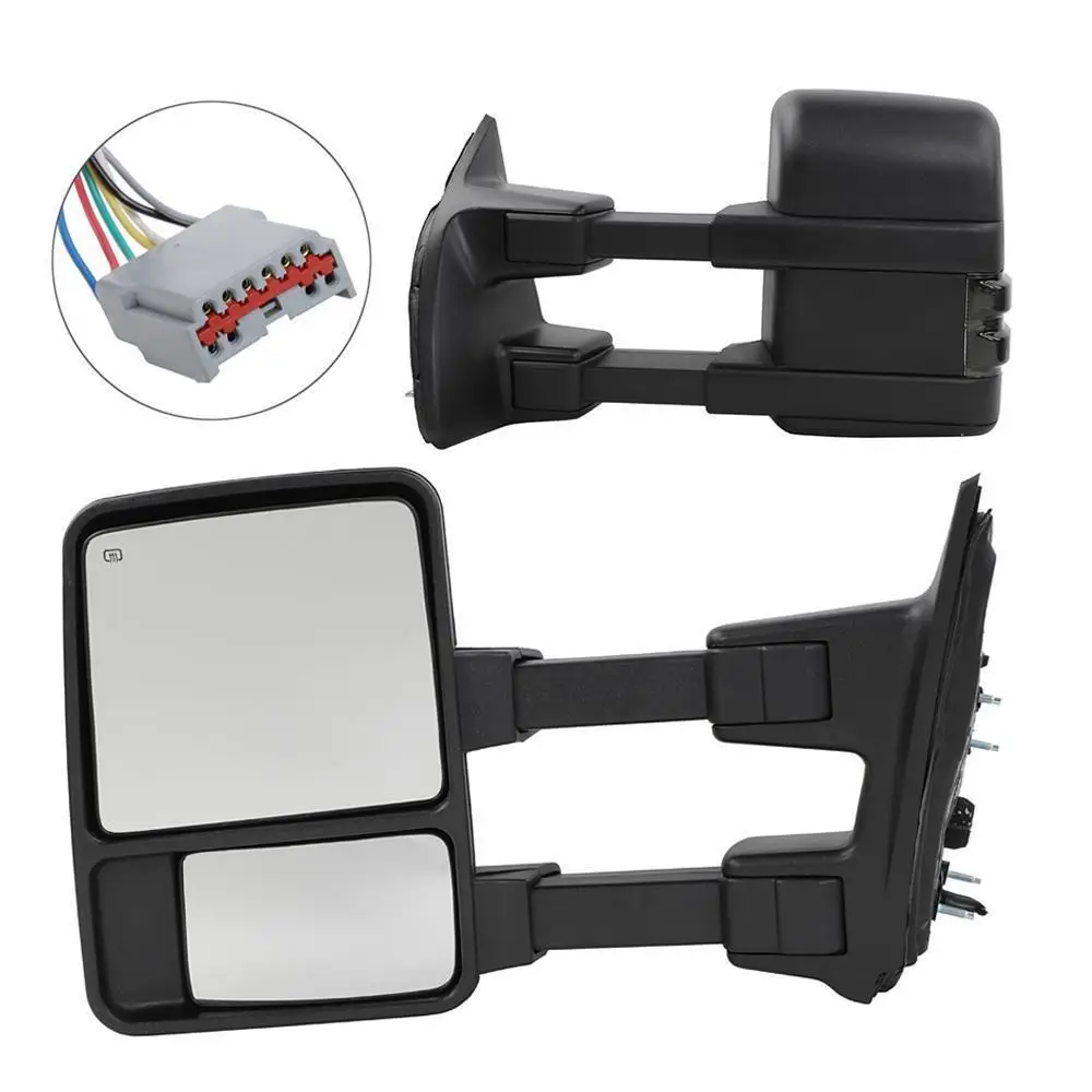 Pair Power+Heated Smoke Singal Lamp Towing Side Mirror for Ford F250 Super Duty
