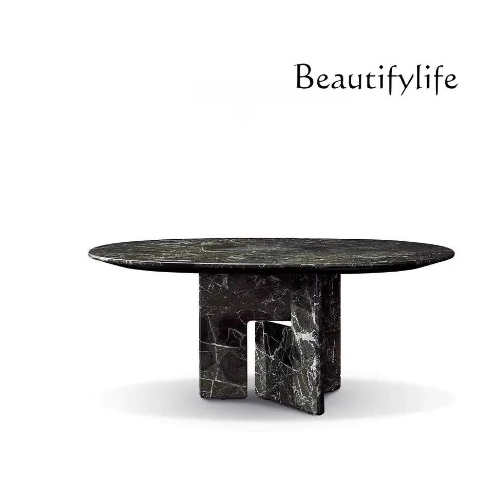 M Italian Minimalist New Villa Large Flat High-end Custom Natural Marble Luxury Stone Dining Table
