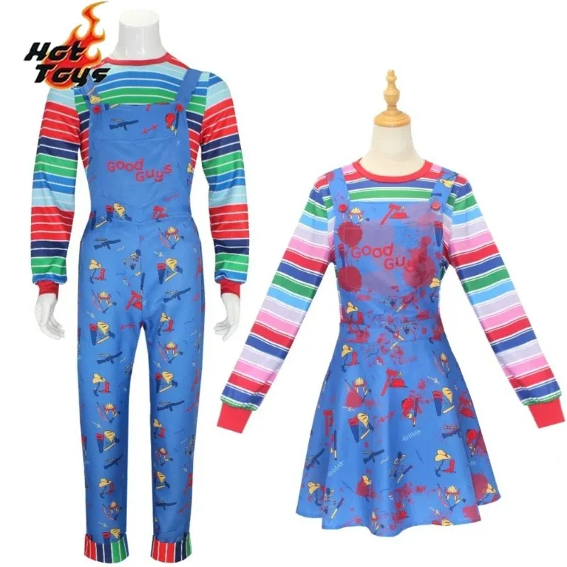 2025Halloween Adult Terreur Kostuum Film Chucky Kind Spelen Cosplay Kostuum Vrouwen Print Spookjurk Top Outfit Carnaval