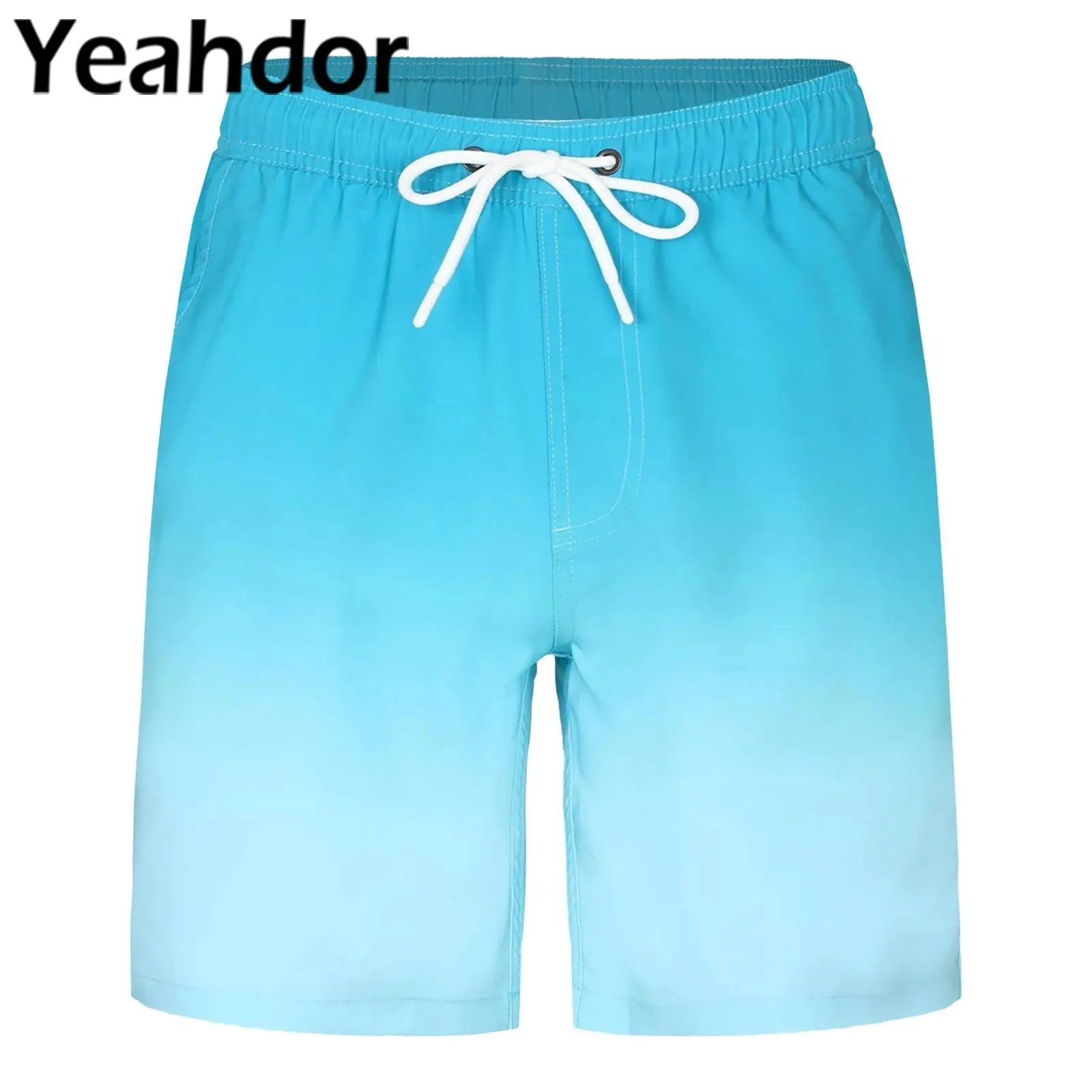 

Мужские плавки 2-в-1 с градиентом, эластичный пояс на шнурке, быстросохнущие компрессионные шорты с подкладкой, летние купальники, пляжная одежда