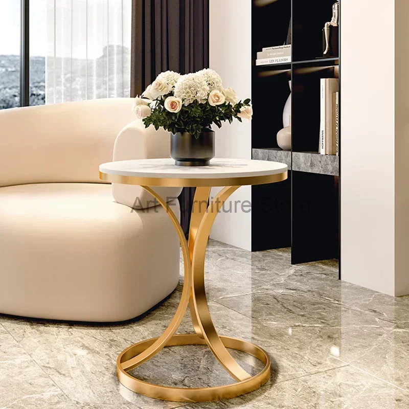 

Round Nordic Coffee Tables Living Room Bed Side Small Modern Marble Console Table Nightstands Gold Muebles Bedroom Furniture