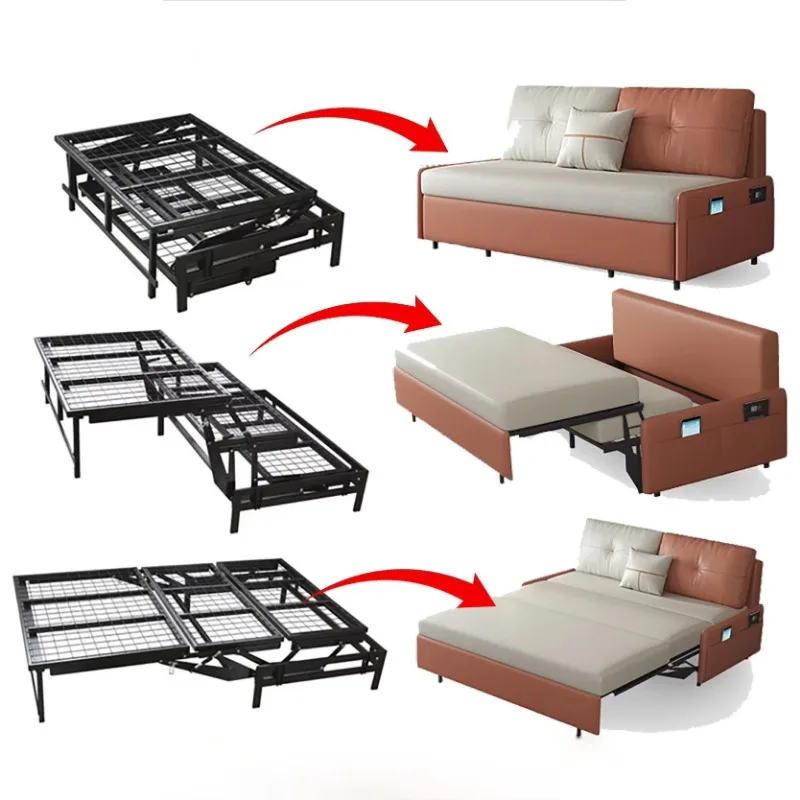 Multifunctional three-fold flipped sofa bed frame, hidden folding bed hardware accessories, sofa iron frame furniture