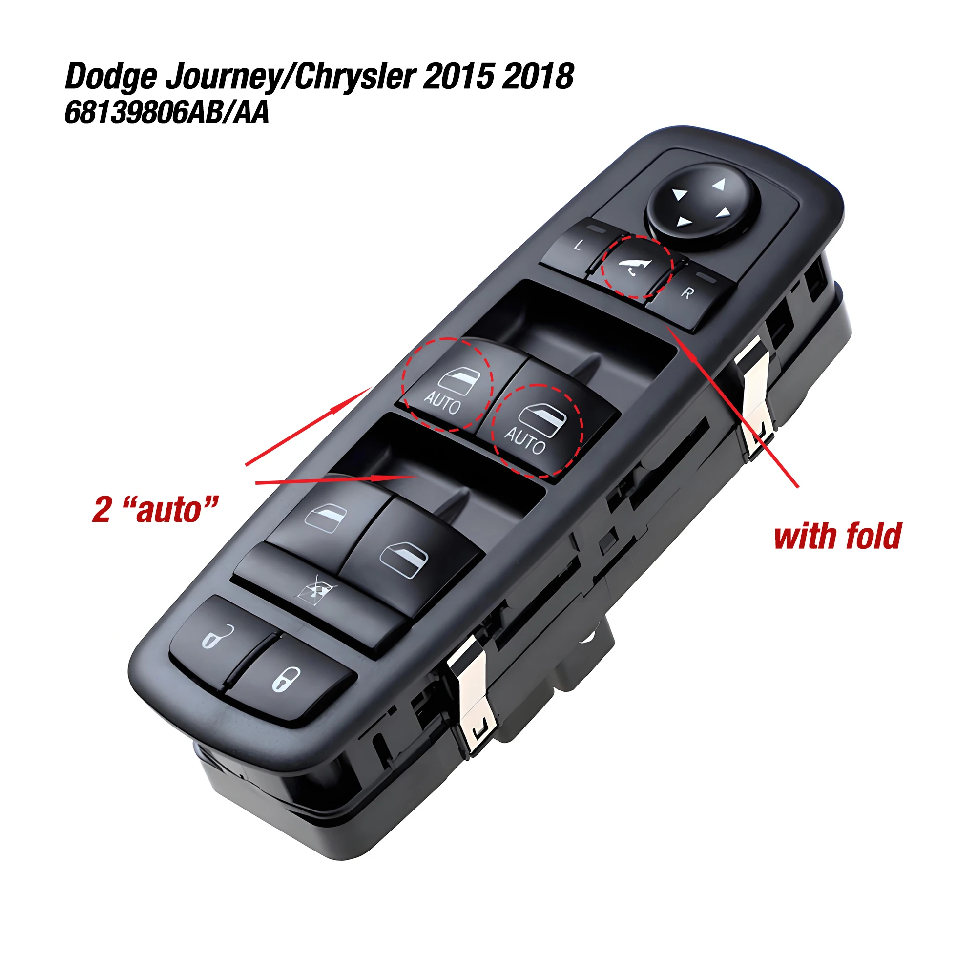 68139806AB 68139806AD For Dodge Journey 2018 Chrysler 300 2015,Driver Side Electric Power Master Window Control  Switch Button