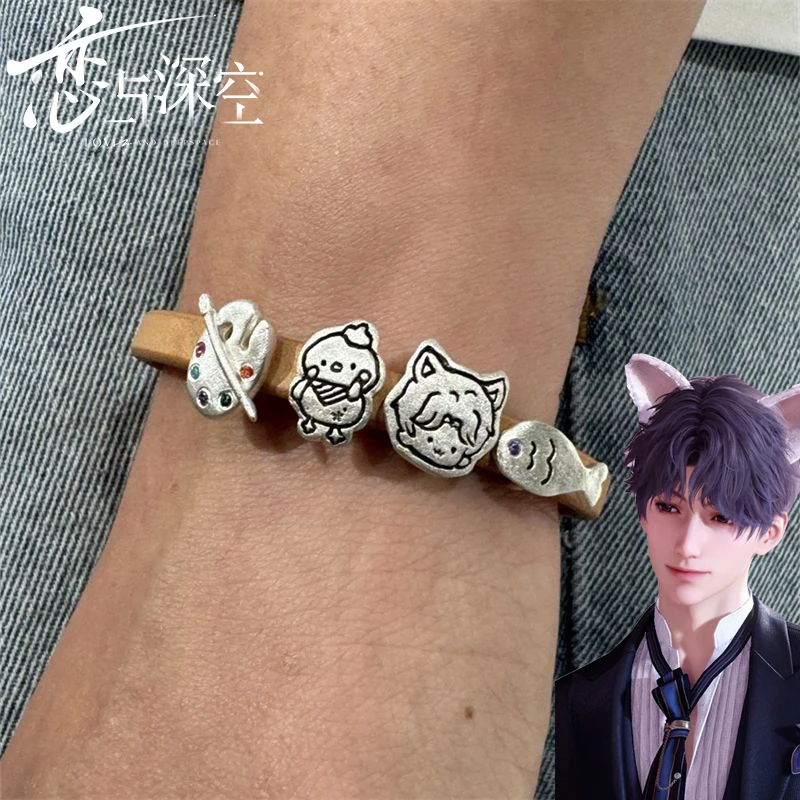 Game Love and Deepspace Rafayel Cosplay Bracelet Q-version Character Graffiti Bangle Girls Fashion Jewelry Hand Chain Xmas Gift