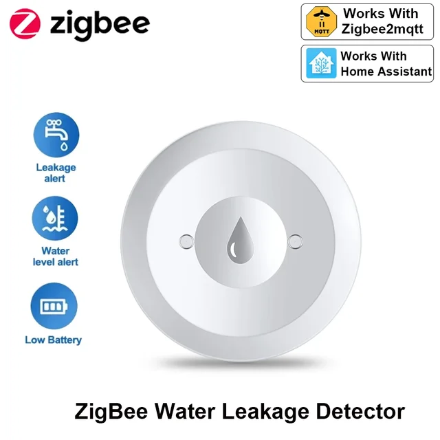 Czujnik zalania Zigbee, detektor wycieku wody, zdalne monitorowanie przez aplikację do kuchni/łazienki, obsługa Home Assistant Zigbee2mqtt