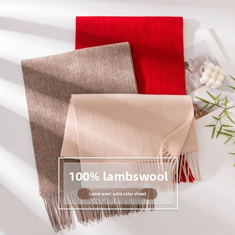 

New100% Wool Plaid Scarf Women Autumn Winter Warm Shawl Hijab Soft Lightly Felted Hair Wrap Fashionable Versatile Head Scarves