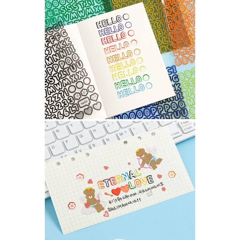  Colorful Alphanumeric Sticker Waterproof Adhesive PVC Letter Number Sticker For Journal Planner Notebook Scrapbooking