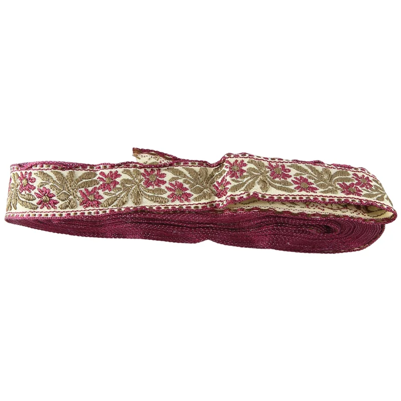 FAAJ-Flowers Pattern Embroidered Jacquard Ribbons Woven Lace Trim Fit For Garment Bag Curtain Sewing Lace Fabric Style A