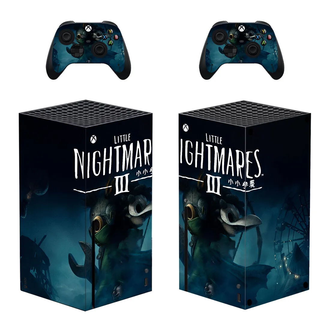 غطاء لاصق لاصق من Little Nightmares 3 لوحدة تحكم Xbox Series X و2 وحدات تحكم Xbox Series X ملصق جلدي من الفينيل