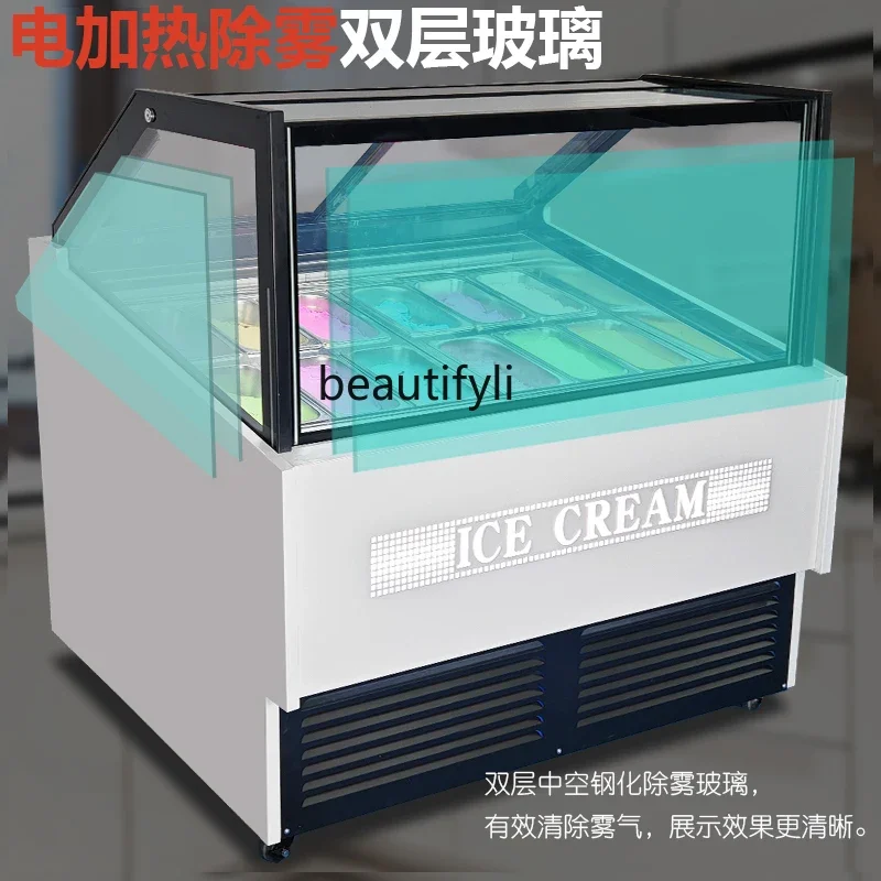 Asmt42 Vetrina per gelato commerciale con taglio spesso, vetrina congelata per yogurt fritto, raffreddata ad aria, senza gelo