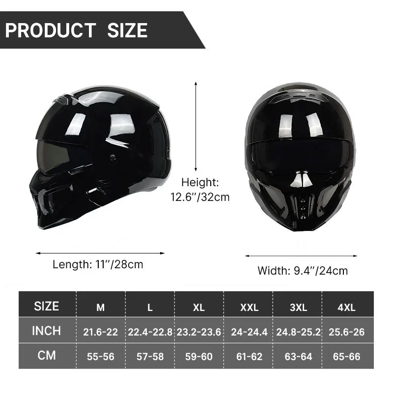 خوذة دراجة نارية متينة سوداء ل - مراجعة Full Face Motorcycle Helmet With Bluetooth وسعره