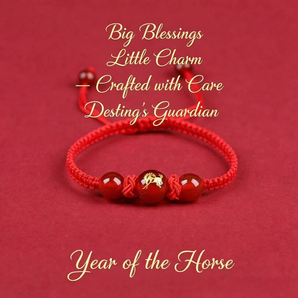 Pulsera del zodiaco del año del caballo 2026, cuerda roja de la suerte con dije de caballo de ágata, regalo de Año Nuevo Chino para mujeres y hombres, cuentas de joyería diaria